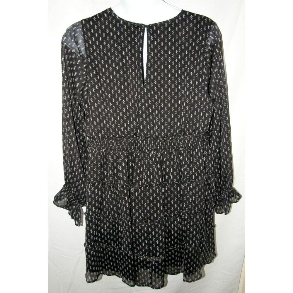 NWT Sparkly Black Print Plus Sz 2X Lined Tiered Knee Length Dress Pockets TORRID - Picture 7 of 8